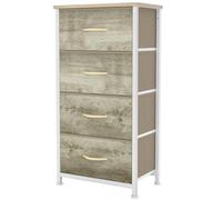 YITAHOME Cassettiera in tessuto con 4 cassetti,Struttura in Metallo, Cassettiera Salvaspazio Camera da Letto,Colore legno chiaro