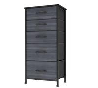 YITAHOME Cassettiera in tessuto con 5 cassetti,Robusta struttura metallica, Cassettiera Salvaspazio Camera da Letto,per Soggiorno, Ingresso, Corridoio, Cameretta e Ufficio,Grano di legno nero