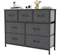 YITAHOME Cassettiera in tessuto con 5 cassetti,Robusta struttura metallica, Cassettiera Salvaspazio Camera da Letto,Cassettiera Armadio,Grigio nero