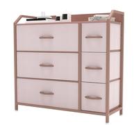YITAHOME Cassettiera in tessuto con 6 cassetti,Robusta struttura metallica, Cassettiera Salvaspazio Camera da Letto,Cassettiera Armadio,Rosa