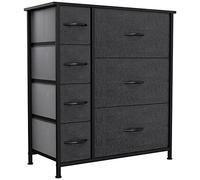 YITAHOME Cassettiera in tessuto con 7 cassetti,Struttura in Metallo, Cassettiera Salvaspazio Camera da Letto,per Soggiorno, Ingresso, Corridoio, Cameretta e Ufficio,grigio nero