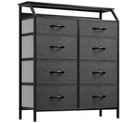 YITAHOME Cassettiera in tessuto con 8 cassetti,Robusta struttura metallica, Cassettiera Salvaspazio Camera da Letto,Cassettiera Armadio,Nero Grigio