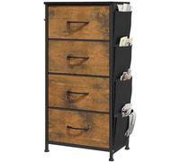 YITAHOME Cassettiera in tessuto con tasche laterali, ganci, armadietto con 5 cassetti, Cassettiera per Corridoio, con vano contenitore per soggiorno, camera da letto, Venatura del legno marcio