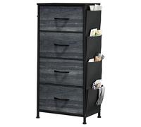 YITAHOME Cassettiera in tessuto con tasche laterali, ganci, armadietto con 5 cassetti, Cassettiera per Corridoio, con vano contenitore per soggiorno, camera da letto, Venatura del legno nero