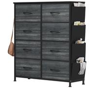YITAHOME Cassettiera in tessuto con tasche laterali, ganci, armadietto con 8 cassetti, Cassettiera per Corridoio, con vano contenitore per soggiorno, camera da letto, Venatura del legno nero