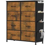 YITAHOME Cassettiera in tessuto con tasche laterali, ganci, armadietto con 8 cassetti, Cassettiera per Corridoio, con vano contenitore per soggiorno, camera da letto, Venatura del legno marcio