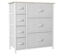 YITAHOME Cassettiera in tessuto non tessuto con 7 cassetti per camera da letto, soggiorno, armadio in acciaio robusto, contenitori in tessuto facile da tirare e top in legno, cassettiera in tessuto