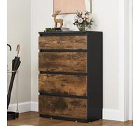 YITAHOME Cassettiera, Nero Rustico Marrone, 60 x 33 x 92 cm