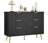 YITAHOME Cassettiera per camera da letto, 6 cassetti contemporanei, mobili per camera da letto, ampia cassettiera in legno, cassettiera scorrevole, mobile da ufficio e salotto, nero