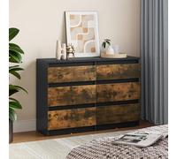 YITAHOME Cassettiera per camera da letto, mobili per camera da letto, cassettiera in legno, 6 cassetti con corridori, mobile per camera da letto, comodino moderno, 100 x 30 x 70 cm (nero marrone