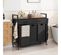 YITAHOME Cesto portabiancheria con 2 tasche estraibili e rimovibili, per lavanderia, camera da letto, bagno, dormitorio, colore nero