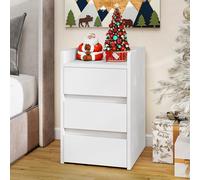 YITAHOME Comodino a 3 Cassetti con Alimentatore, Comodino con Stazione di Ricarica, 2 Porte e Prese USB, Tavolino Impermeabile per Soggiorno e Camera da Letto, 35 x 40 x 60 cm (Bianco)