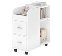 YITAHOME Contenitore con 2 cassetti, schedario con ripiano regolabile e vani portaoggetti, multifunzione, per ufficio, soggiorno, camera da letto, ufficio, bianco