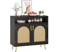 YITAHOME Credenza con decorazione in rattan, armadietto portaoggetti per buffet per sala da pranzo, camera da letto, soggiorno, unità multimediale per cucina, console corridoio, 80 x 30 x 29,53 cm