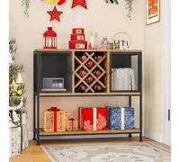 YITAHOME Credenza Cucina, Mobile da Cucina, Armadietto Organizzatore, Mobile Contenitore, con 2 Ante e Portabottiglie, per Soggiorno, Cucina, Sala da Pranzo, 100 x 85 x 35 cm (Marrone Vintage)