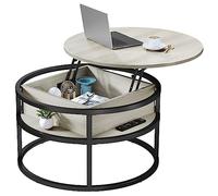 YITAHOME CT41 Tavolino da caffè con Piano sollevabile, Ferro in Legno di Quercia ingegnerizzato in, Rovere Bianco, 80x80x47cm