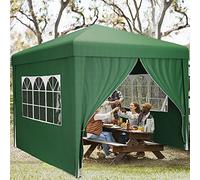 YITAHOME Gazebo con 4 Parti Laterali Impermeabile 3 X 3 M Pieghevole Pop-Up Tendone Da Esterno Con 4 Sacchi Di Sabbia Di Peso E Sacca Di Trasporto Per Patio/Spiaggia/Campeggio/Festa, Verde