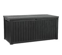 YITAHOME Grande contenitore da giardino con divisorio, 680 l, impermeabile, utilizzabile anche come panca portaoggetti da esterno o tavolo da patio, chiudibile, 154,5 x 72,1 x 74,1 cm, effetto legno