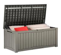 YITAHOME Grande scatola da 300 litri, in resina, per esterni, per cuscini da esterno, attrezzi da giardino e forniture per piscina, impermeabile, chiudibile, grigio talpa