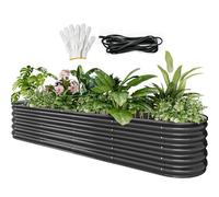 YITAHOME Kit per aiuola rialzata da giardino per esterni, 240 x 61 x 43 cm, aiuole rialzate ispessite in zinco-alluminio-magnesio in acciaio inox, per giardino, con gomma di sicurezza, per verdure,