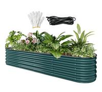 YITAHOME Kit per aiuola rialzata da giardino per esterni, 240 x 61 x 43 cm, aiuole rialzate ispessite in zinco-alluminio-magnesio in acciaio inox, per giardino, con gomma di sicurezza, per verdure,