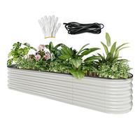YITAHOME Kit per aiuola rialzata da giardino per esterni, 240 x 61 x 43 cm, aiuole rialzate ispessite in zinco-alluminio-magnesio in acciaio inox, per giardino, con gomma di sicurezza per verdure,