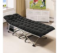 YITAHOME Letti da Campeggio Pieghevoli per Adulti, Robusta Lettino da Campo con Materasso Extra Spesso, Lettino per Dormire con Tubi più Spessi per Ufficio da Viaggio all'aperto, Nero