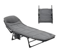 YITAHOME Lettino Prendisole con Cuscino 200x65x32cm Regolabile in 5 Posizioni Lettino Pieghevole Portatile Carico Massimo 200KG Lettino Prendisole per Giardini Piscine Campeggio Interni, Grigio