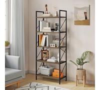 YITAHOME Libreria a 5 ripiani con struttura in metallo, scaffale per libri industriale, scaffalature per soggiorno, camera da letto, casa, ufficio, cucina, mensole grigie