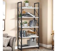 YITAHOME Libreria a 5 ripiani con struttura in metallo, scaffale per libri industriale, scaffalature per soggiorno, camera da letto, casa, ufficio, cucina, scaffali bianchi