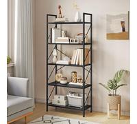 YITAHOME Libreria a 5 ripiani con struttura in metallo, scaffale per libri industriale, scaffalature per soggiorno, camera da letto, casa, ufficio, cucina, mensole nere