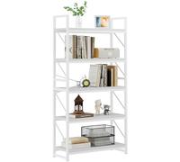 YITAHOME Libreria a 5 ripiani, grande libreria, scaffale in legno e struttura in metallo, scaffalatura industriale, scaffale portaoggetti da pavimento, per soggiorno, casa, ufficio, scaffali per libri