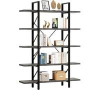 YITAHOME Libreria a 5 ripiani, libreria industriale grigia, scaffale per libri, mensole decorative in camera da letto/soggiorno/ufficio domestico, organizer per libri, grigio antracite + nero