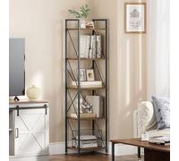 YITAHOME Scaffale a 5 Ripiani, Libreria Industriale Scaffale Autoportante Scaffale in Legno e Scaffale con Struttura in Metallo per Soggiorno Home Office Cucina Camera da Letto, Marrone Rustico
