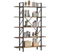 YITAHOME Libreria a 5 ripiani, libreria moderna Artsy, scaffale per libri, scaffali per soggiorno, casa/ufficio, organizer per libri/film, marrone rustico