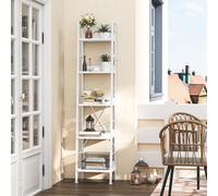 YITAHOME Libreria a 5 Ripiani, Scaffale a Scala Industriale Scaffale per Libri Autoportante Ripiani in Legno e Scaffale per Libri con Struttura in Metallo Scaffale Moderno per Soggiorno, Bianco puro