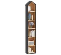 YITAHOME Libreria a 6 ripiani, struttura bianca e interni in rovere naturale, design salvaspazio per casa e ufficio, B e rovere, 180 x 23,5 x 30 cm
