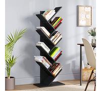 YITAHOME Libreria a 9 ripiani per CD, DVD, legno industriale, libreria verticale, ripiani in legno, mensola angolare per libri, soggiorno, riviste, ufficio