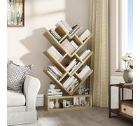 YITAHOME Libreria ad albero, libreria da pavimento con cassetto in legno, scaffalatura industriale, scaffale per esposizione per soggiorno, casa, ufficio, scaffali per libri Colore rovere