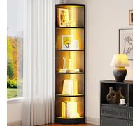 YITAHOME Libreria angolare a 5 ripiani, 30 x 30 x 180 cm, con LED, libreria in legno, per soggiorno, ufficio, scaffale angolare indipendente