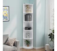 YITAHOME Libreria angolare bianca a 5 livelli - Scaffale in legno 30x30x180 cm, portaoggetti aperto per soggiorno e ufficio - Autoportante (Bianco)