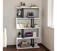 YITAHOME Libreria bianca a forma di S a 5 livelli - Contenitore moderno per la casa (30x80x145CM)