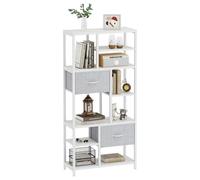 YITAHOME Libreria con cassetti, libreria a 7 livelli con telaio in acciaio, scaffale industriale per soggiorno, ufficio, corridoio, cucina, scaffali per libri bianchi