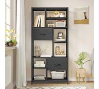 YITAHOME Libreria con cassetti, libreria a 7 livelli con telaio in acciaio, scaffale industriale per soggiorno, ufficio, corridoio, cucina, mensole nere