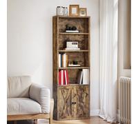 YITAHOME Libreria rustica marrone Scaffale industriale in legno da terra con armadio per soggiorno, studio, casa, ufficio