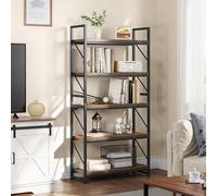 YITAHOME Libreria, Scaffale per Libri Industriale Scaffale per Libri Autoportante Scaffale in Legno e Scaffale con Struttura in Metallo Espositore per Soggiorno, Ufficio in Casa, Marrone Rustico