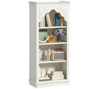YITAHOME Libreria verticale a 4 ripiani con design intagliato, ideale per soggio