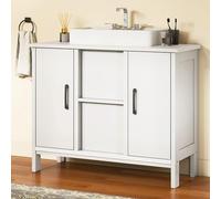 YITAHOME Mobile per lavabo con 2 ante, con scollo a U, colore: bianco