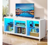 YITAHOME Mobile Porta TV con Luci, 148cm Mobile TV per TV da 65 pollici e piccoli televisori con luci LED RGB & ripiani in vetro regolabili per soggiorno, camera da letto (Bianco)