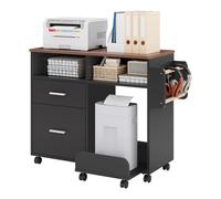 YITAHOME Mobile schedario con base rimovibile e asta per appenderlo, organizer con 10 ruote, armadietto per casa e ufficio, nero